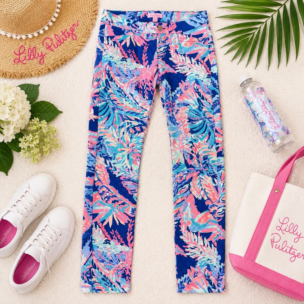 Lilly Pulitzer Kelly Skinny Ankle Pants Tropical Print Size 00